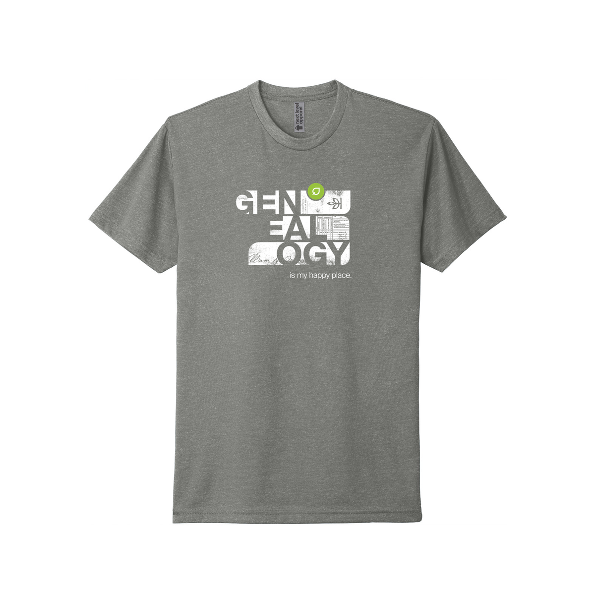 Ancestry Genealogy is my Happy Place V3 T-Shirt - Stone/ Gray