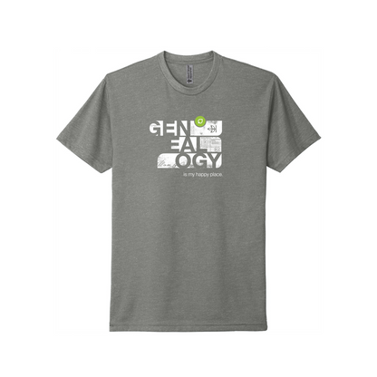 Ancestry Genealogy is my Happy Place V3 T-Shirt - Stone/ Gray