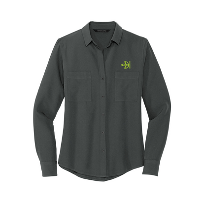 Women's Stretch Crepe Long Sleeve Button Ancestry® Blouse
