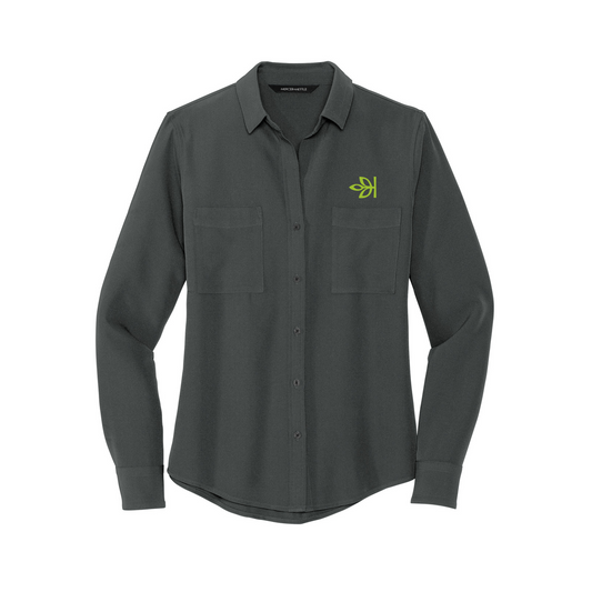 Women's Stretch Crepe Long Sleeve Button Ancestry® Blouse