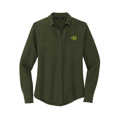 Women's Stretch Crepe Long Sleeve Button Ancestry® Blouse