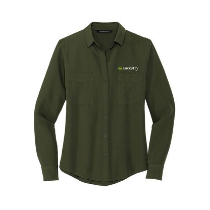 Women's Stretch Crepe Long Sleeve Button Ancestry® Blouse